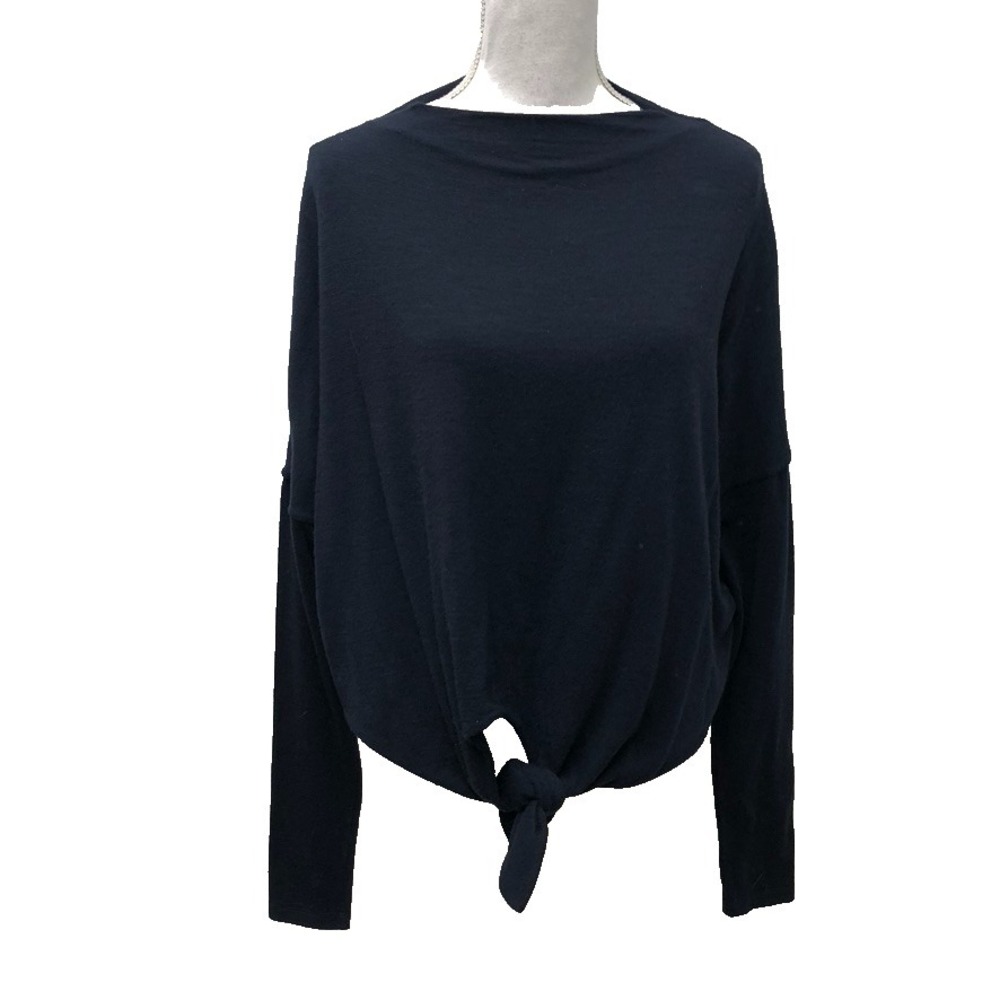 Hache Wool Sweater Jumper Womens 40 Medium‎ Blue Tie Front Casual Career Teacher
